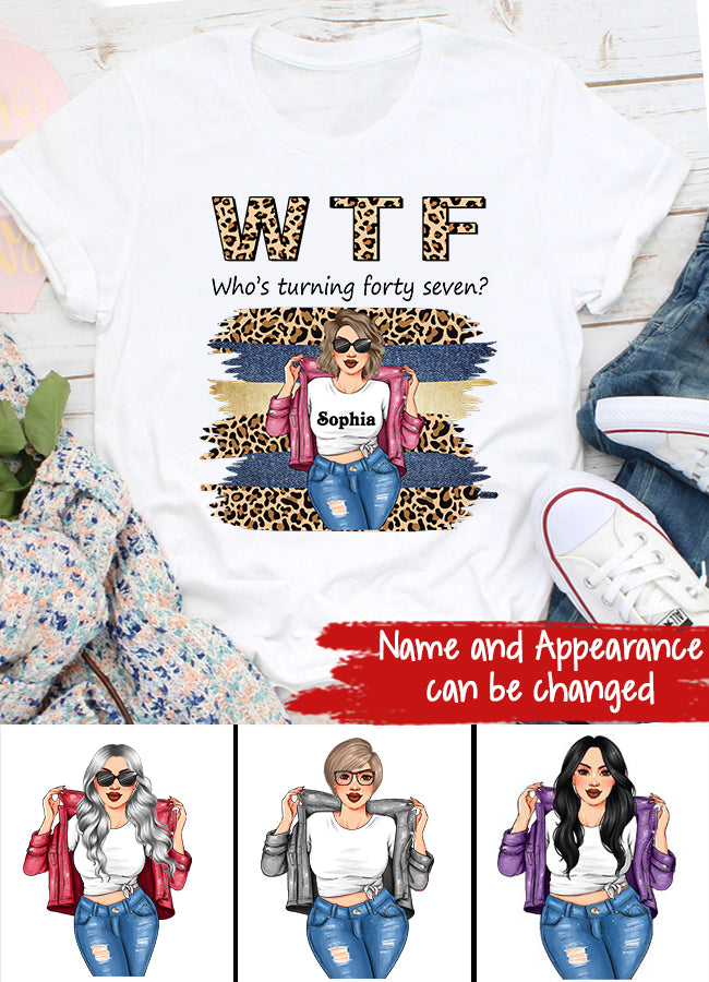 W T F Who Turning Forty Seven - Vintage 1975 Shirt, Custom Image Birthday Shirt, 47th Birthday Unique Gifts For Woman, 47th Birthday Ideas, Turning 47 Years Old Cotton Shirt