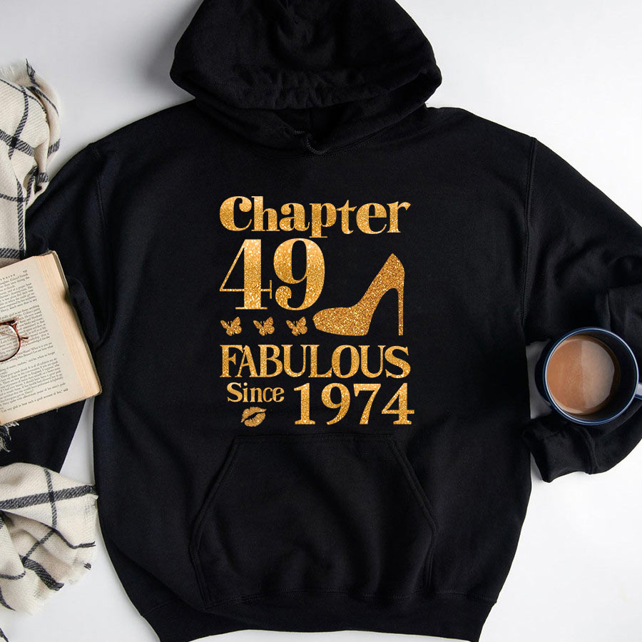 Chapter 49, Fabulous Since 1974 49th Birthday Unique T Shirt For Woman, Her Gifts For 49 Years Old , Turning 49 Birthday Cotton Shirt