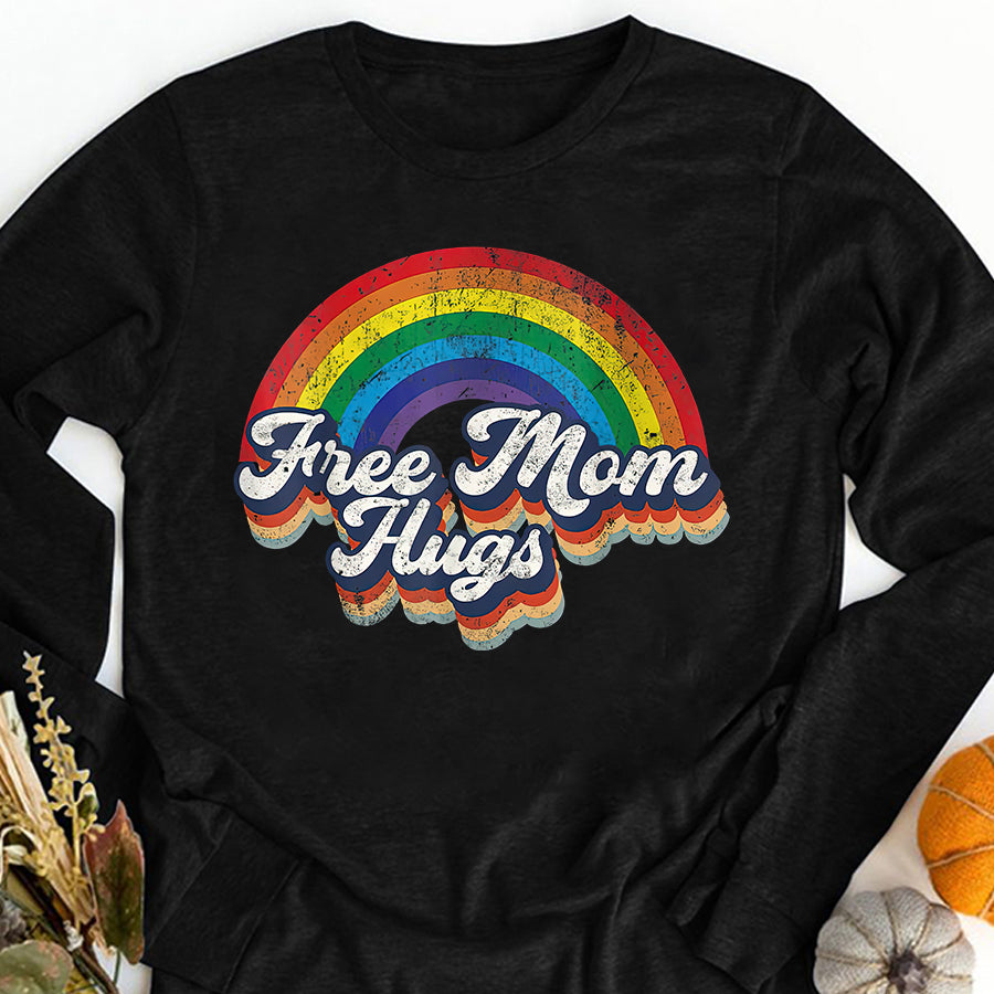 LGBT Shirts, Rainbow Pride Shirt, Free Mom Hugs Tshirt Rainbow Heart LGBT Pride Month T-Shirt