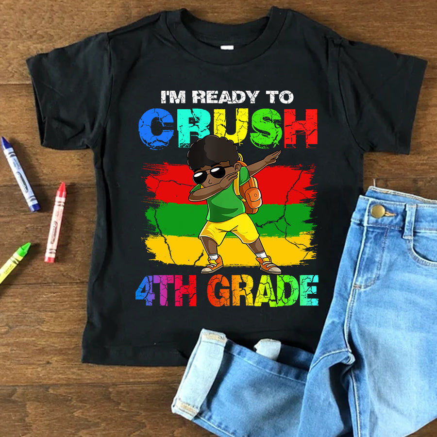 Back to School Shirts I&#39;m Ready To Crush 4th Grade Black Boy T-Shirt