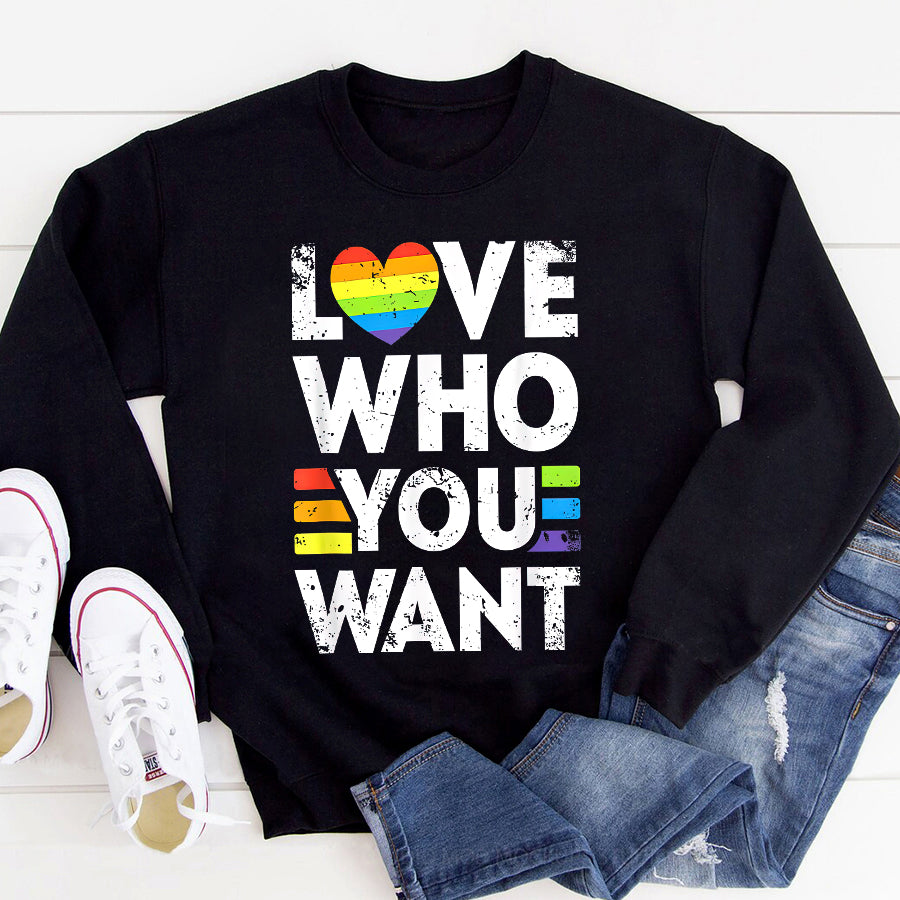 LGBT Shirts, Rainbow Pride Shirt, Love Who You Want Gay Pride LGBT Men Women Rainbow LGBTQ T-Shirt