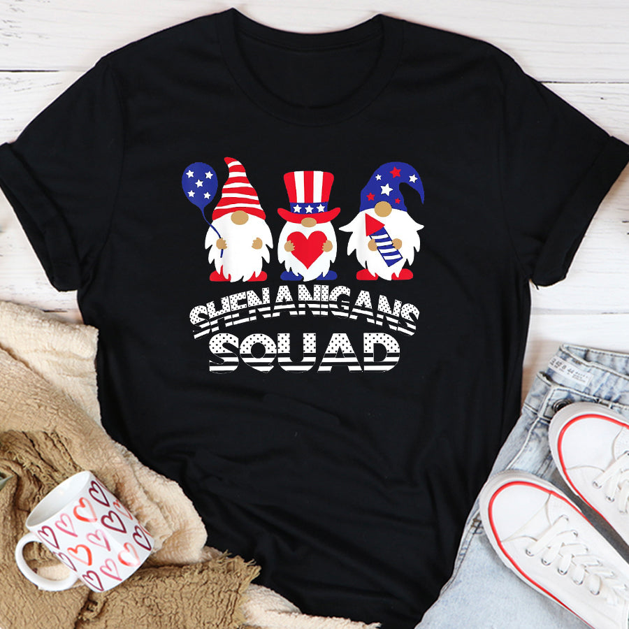 Independence Day Shirt Shenanigans Squad 4th Of July Gnomes USA Independence Day T-Shirt