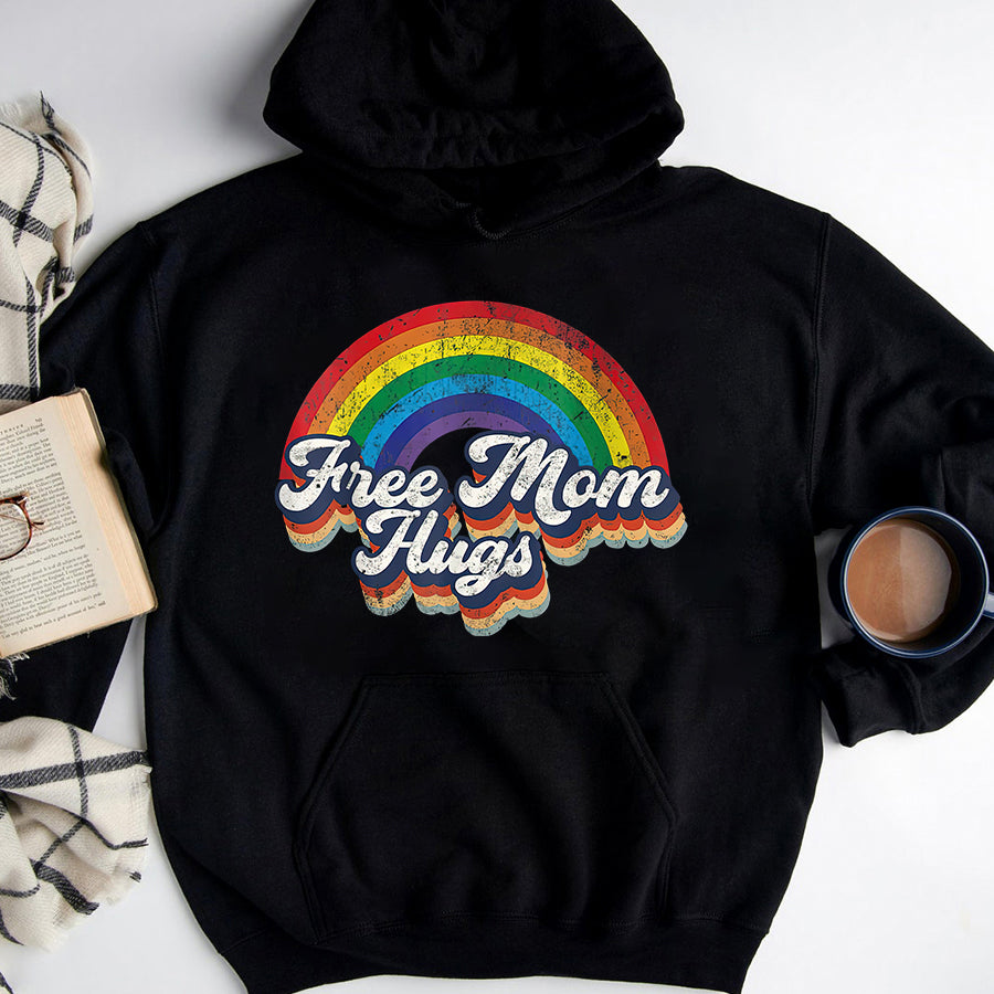 LGBT Shirts, Rainbow Pride Shirt, Free Mom Hugs Tshirt Rainbow Heart LGBT Pride Month T-Shirt