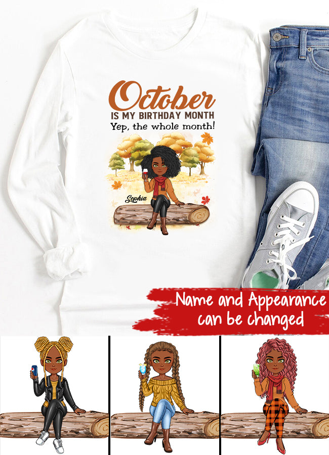 Custom October Birthday Shirt For Woman, Queens are Born In October Gifts, Melanin Afro Woman Shirt, Black Girl Tee, Afro Queen Gift