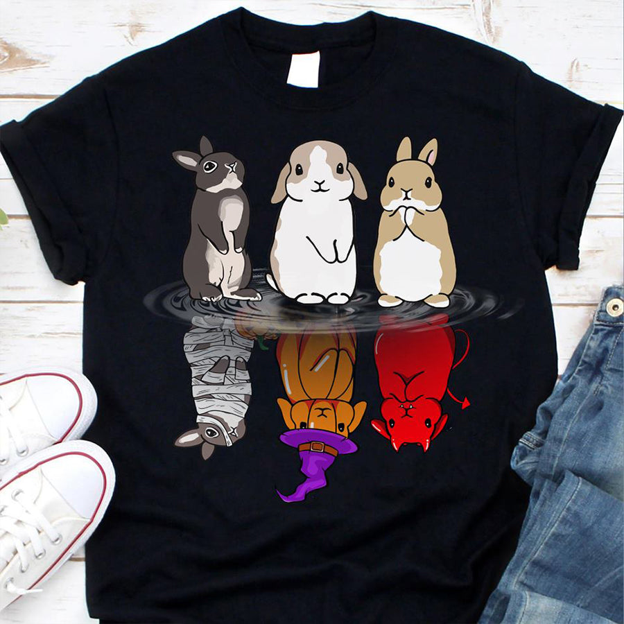 Rabbit Halloween shirt, Funny Halloween Shirt, Witch tshirt, Tees For Rabbit Lover