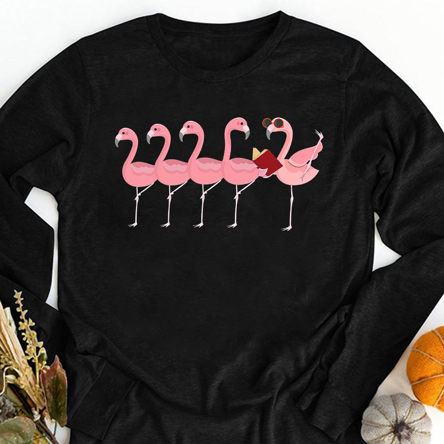 Book Shirt, Pink Flamingo Shirt, Bookish T Shirts, Flamingo Shirt, Reading Gifts, Book Lover T Shirt Unisex Cotton T Shirt