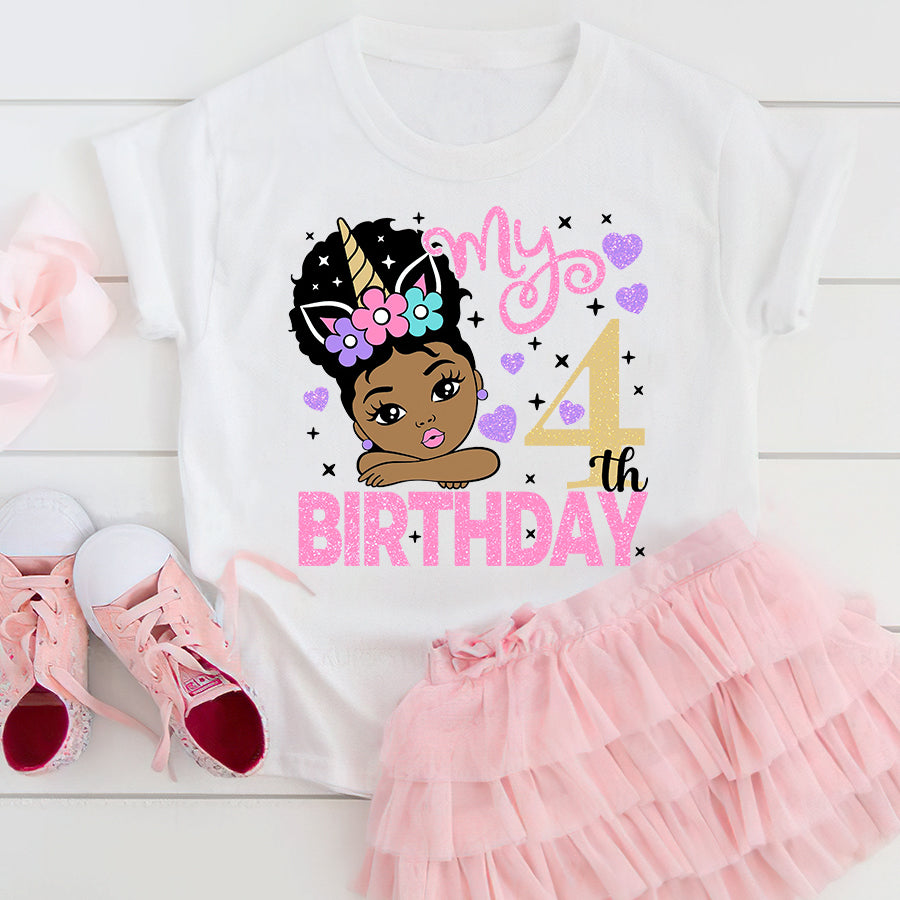 4th birthday unicorn top shirt