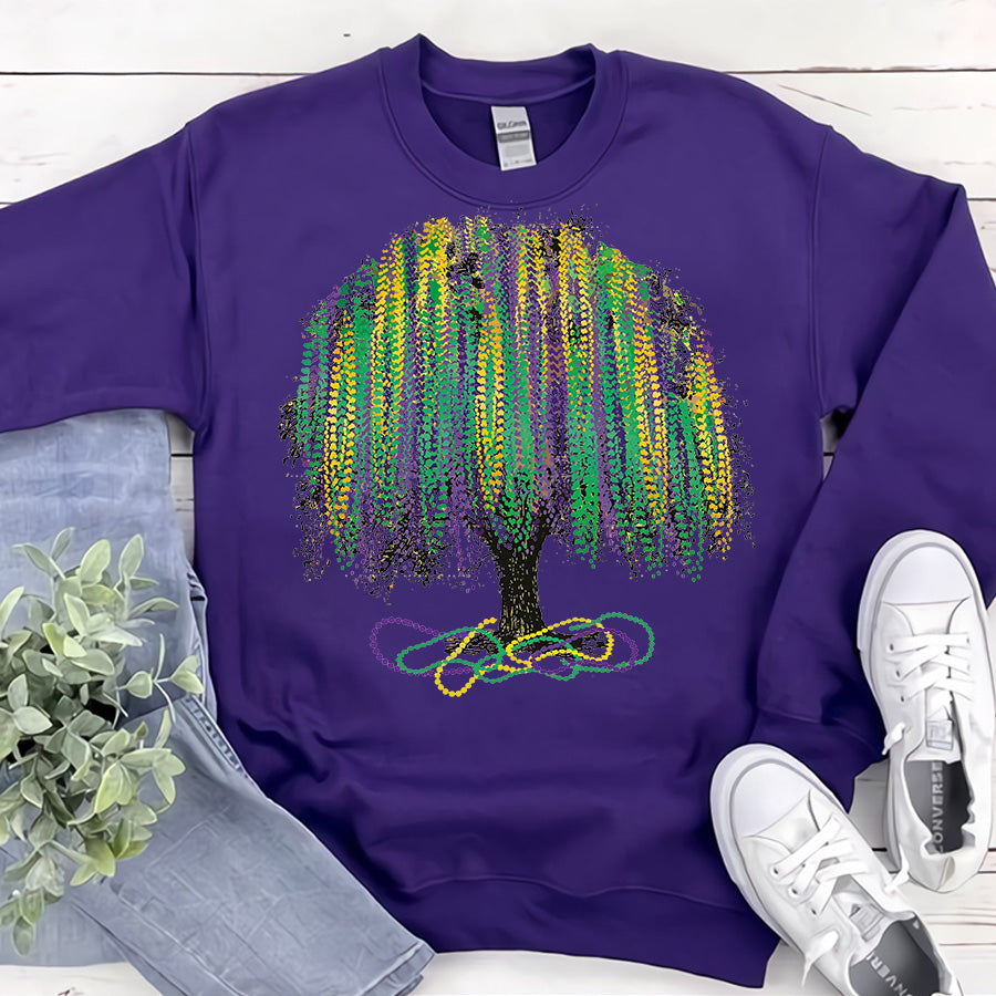 Mardi Gras Tree Shirt, Watercolor Mardi Gras Bead Tree, Mardi Gras Tee, Carnival Shirt, New Orleans Tee, NOLA Shirt, Fat Tuesday Shirt