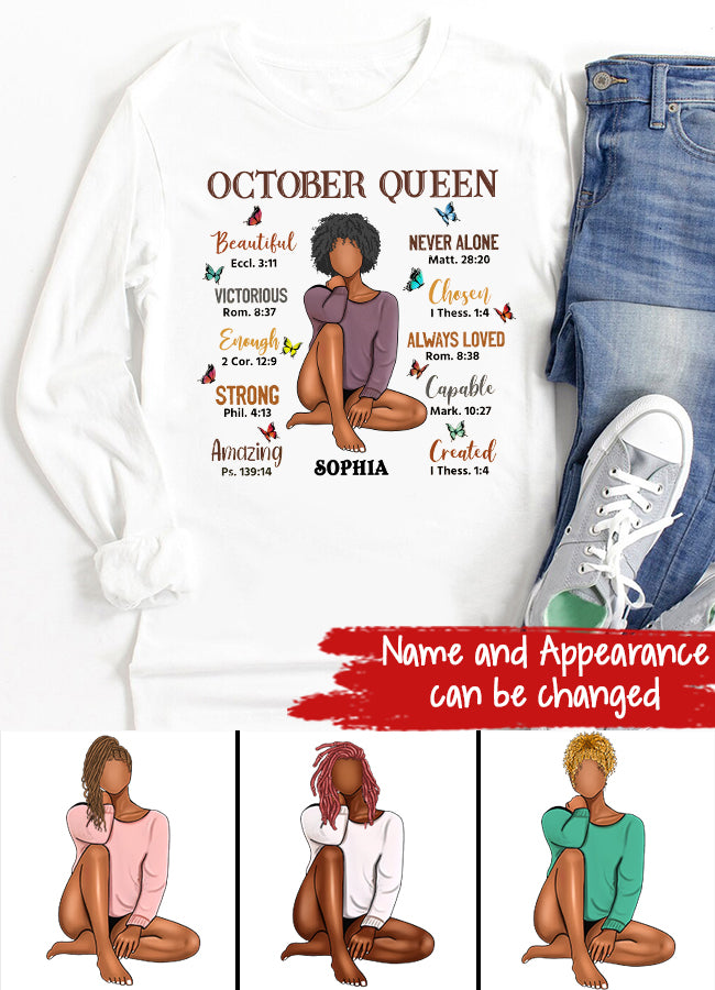 October Birthday Shirt, Custom Birthday Shirt, Queens are Born In October, October Birthday Shirts For Woman, October Birthday Gifts