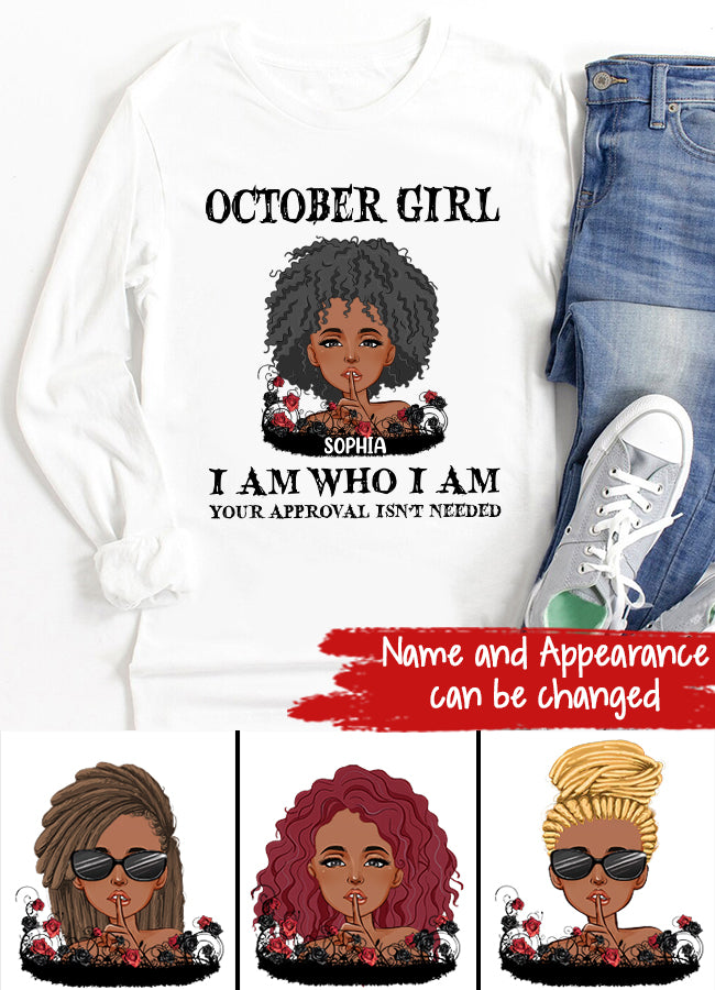 Custom October Birthday Shirt For Woman, Queens are Born In October Gifts, Melanin Afro Woman Shirt, Black Girl Tee, Afro Queen Gift