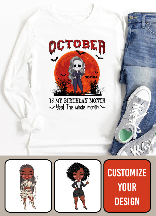 Personalized Halloween, Custom Halloween Shirts, Personalized Halloween Gifts, Halloween Shirt, Halloween Shirts For Women, October Birthday Shirts For Woman