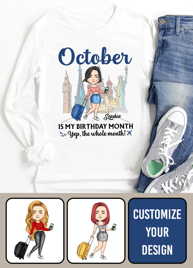 October Birthday Shirt, Custom Birthday Shirt, Queens are Born In October, October Birthday Shirts For Woman, October Birthday Gifts, Travel Lover