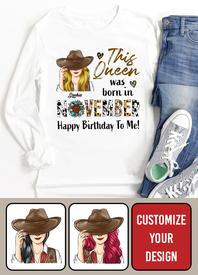 October Birthday Shirt, Custom Birthday Shirt, Queens are Born In October, October Birthday Shirts For Woman, October Birthday Gifts CowGirl