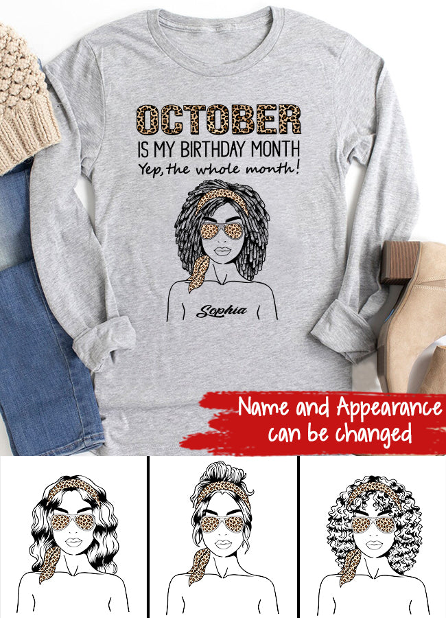 Custom October Birthday Shirt For Woman, Queens are Born In October Gifts, Melanin Afro Woman Shirt, Black Girl Tee, Afro Queen Gift