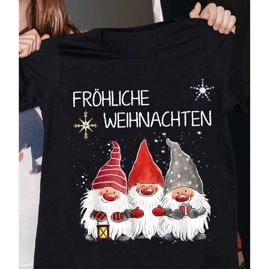 Fröhliche Weihnachten Christmas Shirts, Gnome christmas t shirt, Best Christmas Gifts 2021