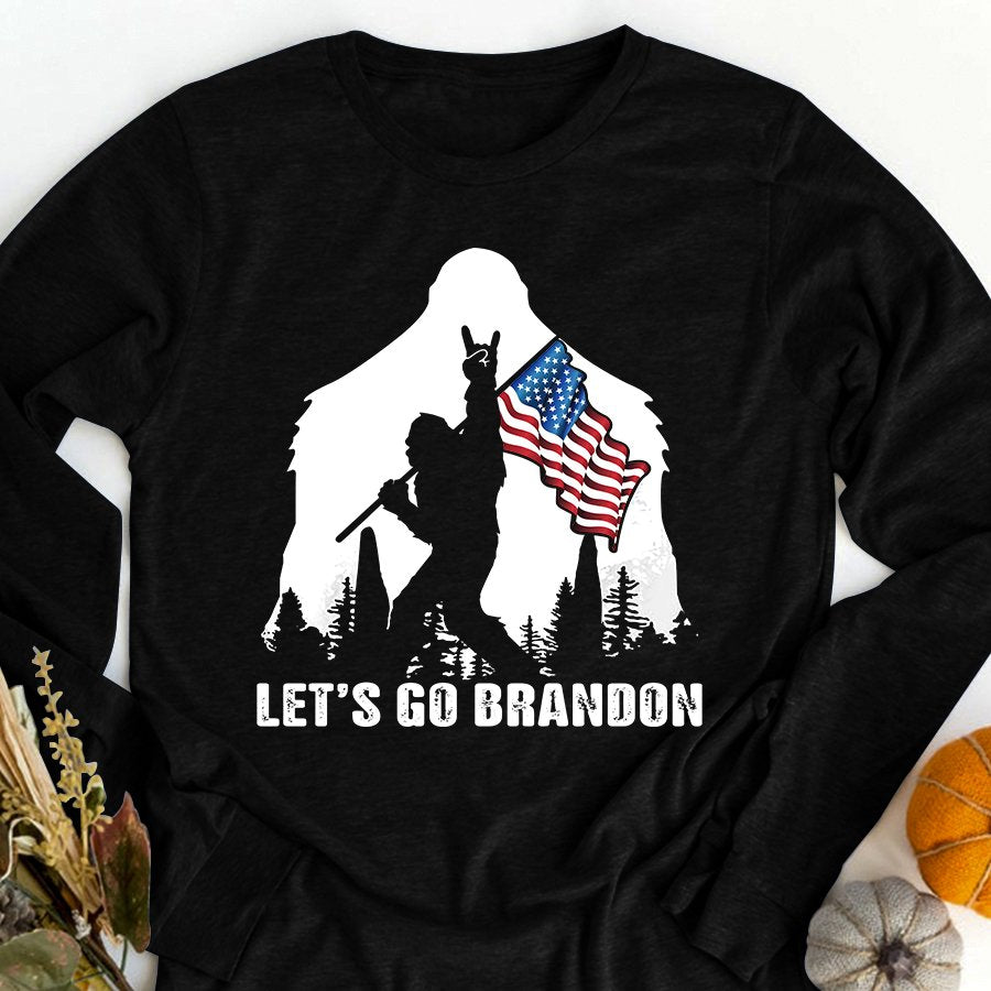 Let&#39;s Go Brandon Shirt, Bigfoot T Shirts Funny, Big Foot Shirt Lovers Unisex Cotton T Shirt