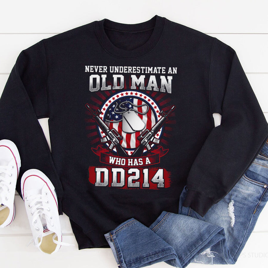 DD 214 Veteran T Shirt,  Veteran T Shirt, Never Underestimate An Old Man Who Has A DD214 Proud Veteran Shirt, Veteran Gift For Men