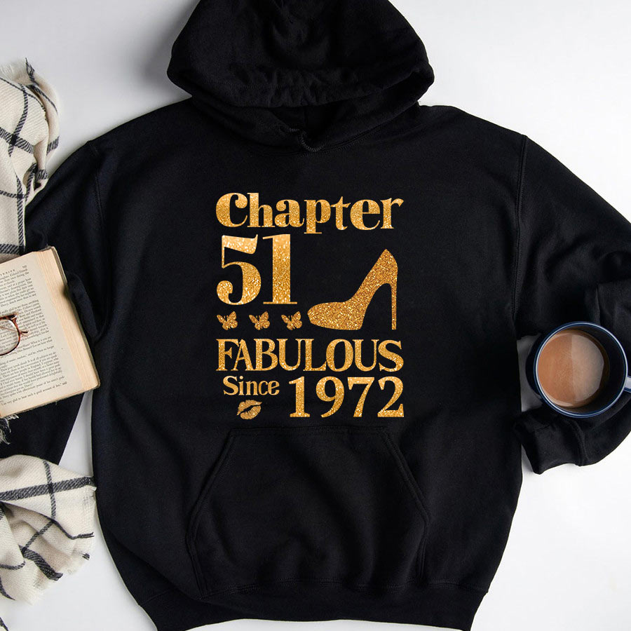 Chapter 51, Fabulous Since 1972 51st Birthday Unique T Shirt For Woman, Her Gifts For 51 Years Old , Turning 51 Birthday Cotton Shirt