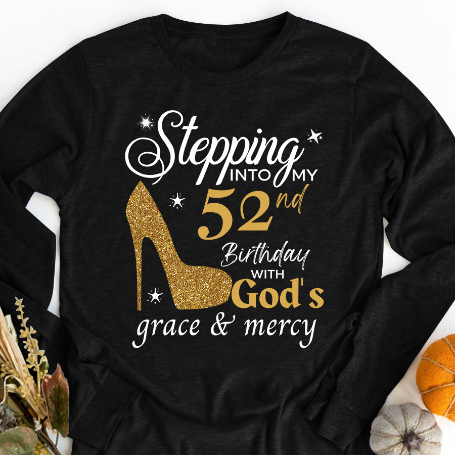Stepping 52, Fabulous Since 1970 52nd Birthday Unique T Shirt For Woman, Her Gifts For 52 Years Old , Turning 52 Birthday Cotton Shirt