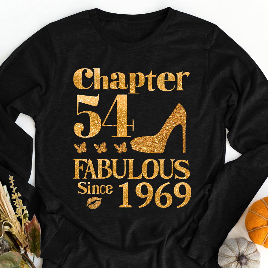 Chapter 54, Fabulous Since 1969 54th Birthday Unique T Shirt For Woman, Her Gifts For 54 Years Old , Turning 54 Birthday Cotton Shirt