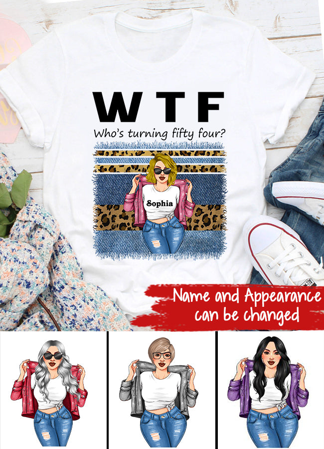 W T F Who Turning Fifty Four - Vintage 1968 Shirt, Custom Image Birthday Shirt, 54th Birthday Unique Gifts For Woman, 54th Birthday Ideas, Turning 54 Years Old Cotton Shirt