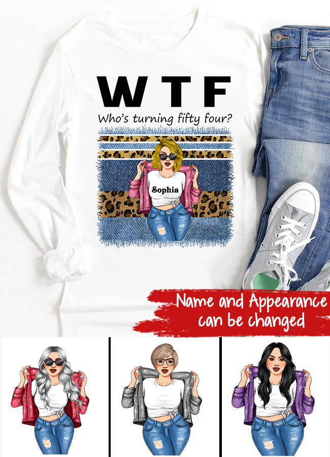 W T F Who Turning Fifty Four - Vintage 1968 Shirt, Custom Image Birthday Shirt, 54th Birthday Unique Gifts For Woman, 54th Birthday Ideas, Turning 54 Years Old Cotton Shirt