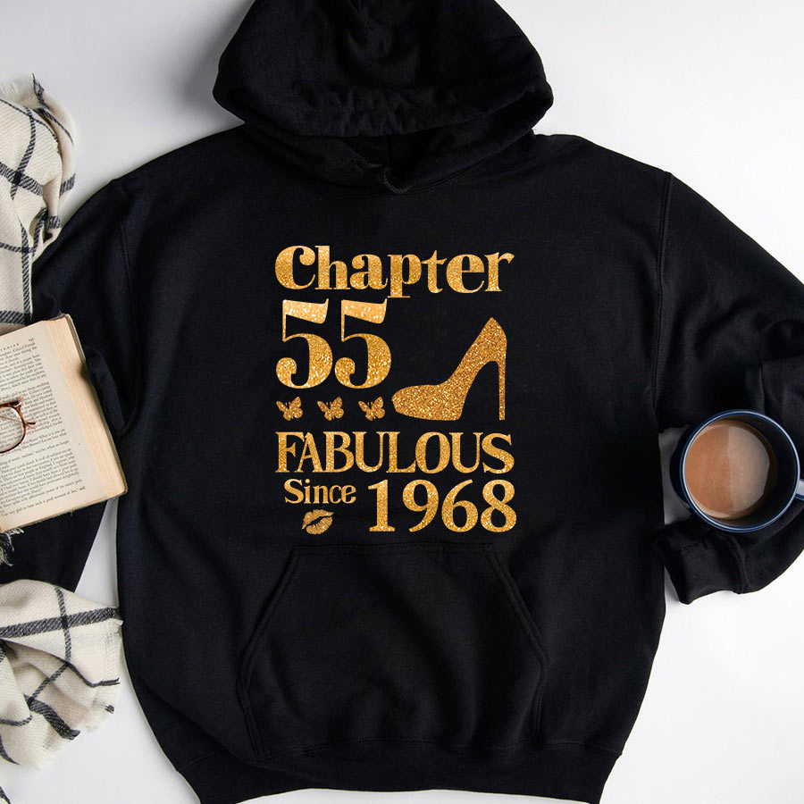 Chapter 55, Fabulous Since 1968 55th Birthday Unique T Shirt For Woman, Her Gifts For 55 Years Old , Turning 55 Birthday Cotton Shirt