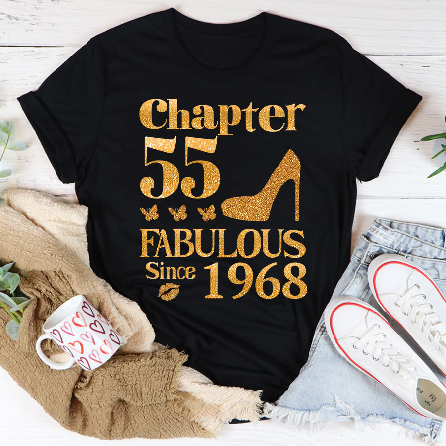 Chapter 55, Fabulous Since 1968 55th Birthday Unique T Shirt For Woman, Her Gifts For 55 Years Old , Turning 55 Birthday Cotton Shirt