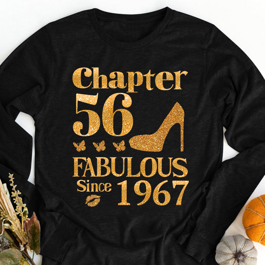 Chapter 56, Fabulous Since 1967 56th Birthday Unique T Shirt For Woman, Her Gifts For 56 Years Old , Turning 56 Birthday Cotton Shirt