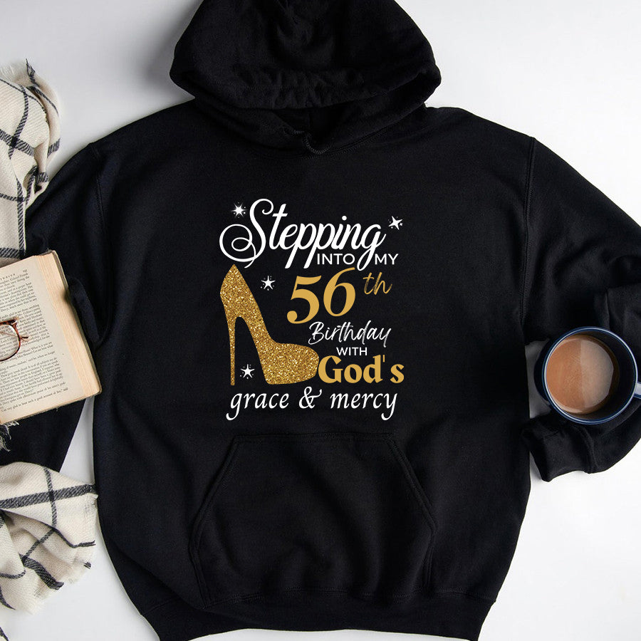 Stepping Into My 56th, Fabulous Since 1966 56th Birthday Unique T Shirt For Woman, Her Gifts For 56 Years Old , Turning 56 Birthday Cotton Shirt