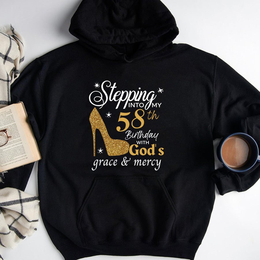 Stepping Into My 58th, Fabulous Since 1964 58th Birthday Unique T Shirt For Woman, Her Gifts For 58 Years Old , Turning 58 Birthday Cotton Shirt