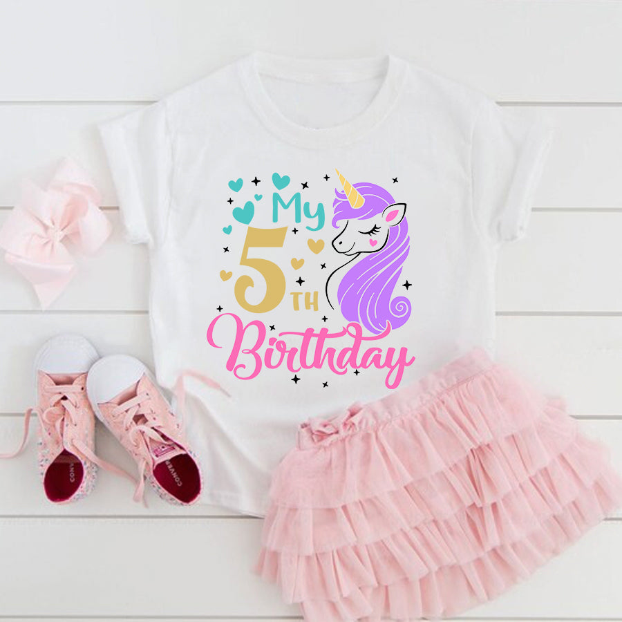 5th Birthday Shirt, Girl, Unicorn 5th Birthday Shirt, 5 Birthday Shirt, Cute Birthday Shirt Ideas, Best T Shirts 2021, Baby Shirt