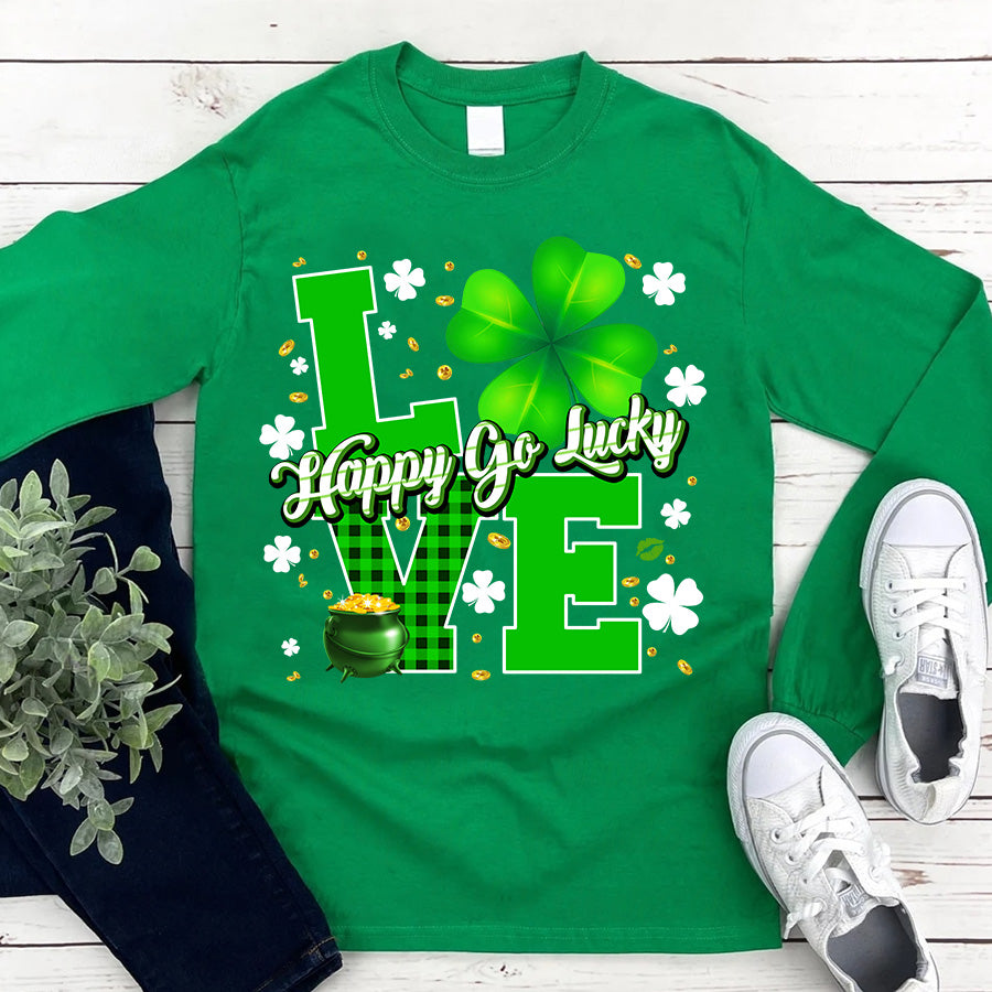 Love Patrick Day Shirt, St. Patricks Day Shirt, Shamrock Lucky Lips, Four Leaf Clover, Shamrock Shirts, Patrick&#39;s Day, Irish Tshirt