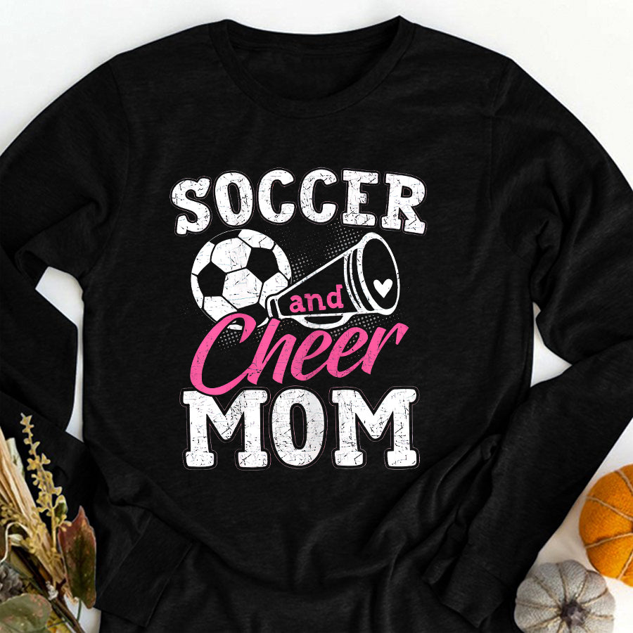 Cheer Mom Shirt Womens Funny Cheerleading Mom Soccer and Cheer Mom T-Shirt Mothers Day Shirts for Women