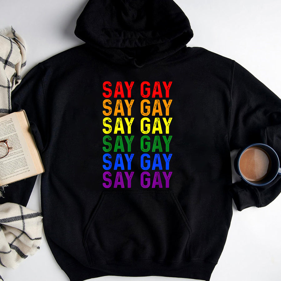 LGBT Shirts, Rainbow Pride Shirt, Say Gay We Say Gay Florida LGBT Pride Flag T-Shirt