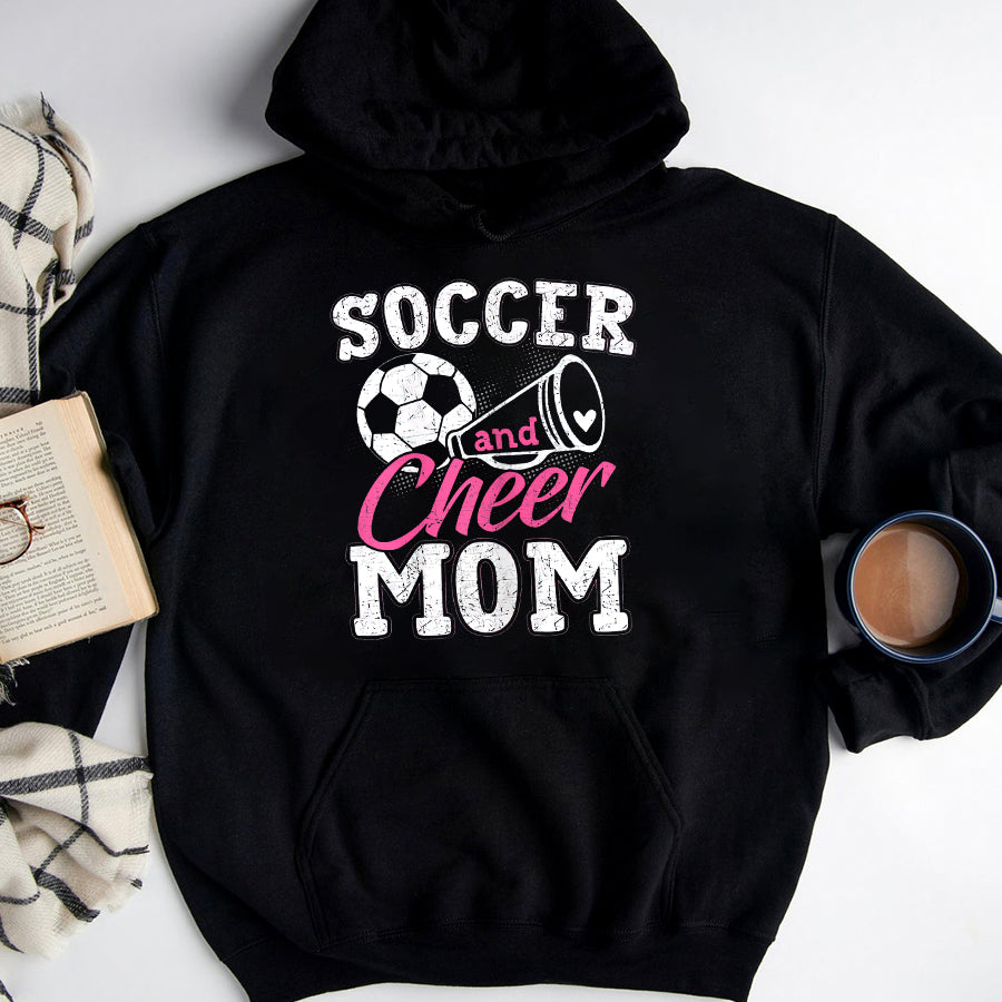Cheer Mom Shirt Womens Funny Cheerleading Mom Soccer and Cheer Mom T-Shirt Mothers Day Shirts for Women