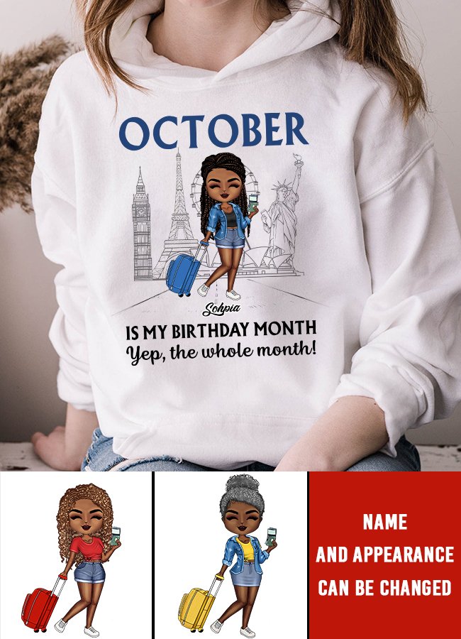 Custom October Birthday Shirt For Woman, Queens are Born In October Gifts, Melanin Afro Woman Shirt, Black Girl Tee, Afro Queen Gift