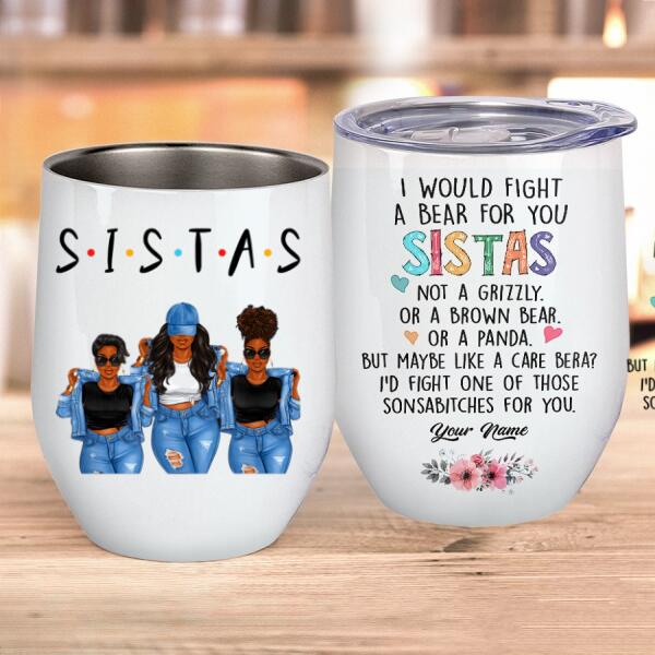 Personalized Wine Tumbler for Black woman