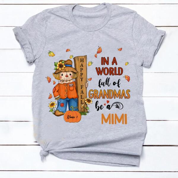 Personalized Mom Grandma Scarecrow Fall Halloween T shirt, Gift Halloween, Pumpkin Shirt, Cotton Shirt For Women