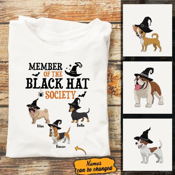 Personalized Dog halloween shirt, Member of the black hat society Halloween shirt, witch t shirt, tees for women