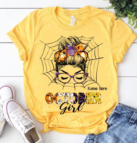 October girl halloween shirt, birthday gift for her, spider shirts, october birthday gift, Cotton shirt for women