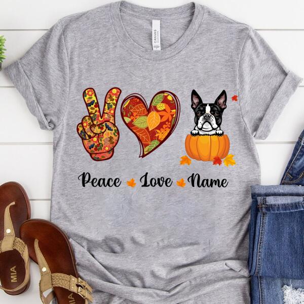 Peace Love Dog Halloween shirts, custom halloween shirts, funny halloween shirts for adults, pumpkin halloween shirts, halloween gift idea