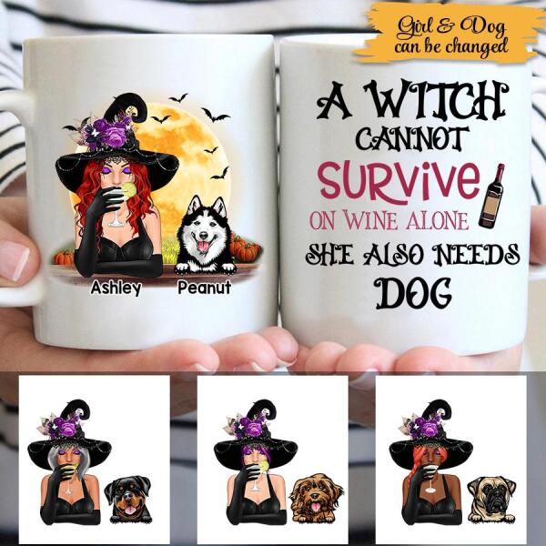 Personalized Halloween Mug, Halloween Dog mug, Witch coffee Mug for women, Gift Mug