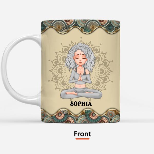 Personalized Yoga Mug, I&#39;m Mostly Peace Love And Light mug, Gift For Yoga Lover, Mandala Yoga Girl