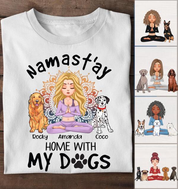 Personalized tShirt, Namast&#39;ay Home With My Dog, Gift For Yoga Lover
