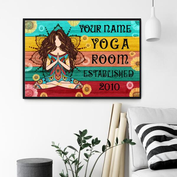Personalized poster, Yoga Room, Gift For Yoga Lover, Yoga Girl Poster vintage
