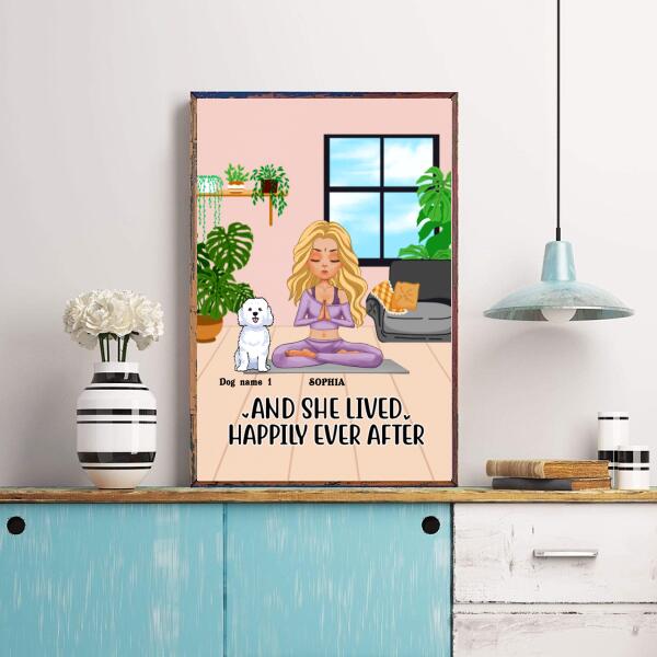 Personalized Poster, Namast&#39;ay home with my dogs, Yoga girl and dogs poster, Gift For Dog Lovers, Poster for Yoga lover