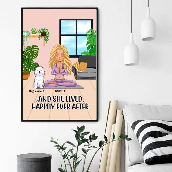 Personalized Poster, Namast&#39;ay home with my dogs, Yoga girl and dogs poster, Gift For Dog Lovers, Poster for Yoga lover