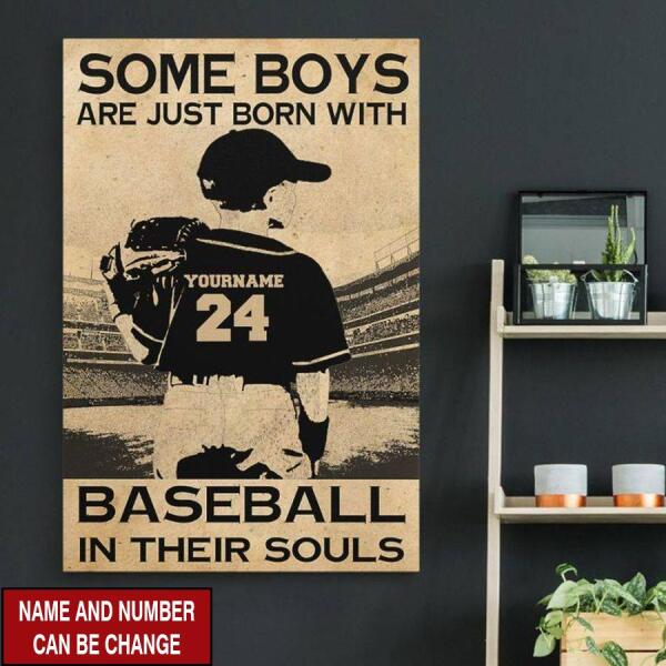 Personalized poster, Some boys are just born with baseball in their souls poster, Baseballism Posters, Gifts For Baseball Lovers