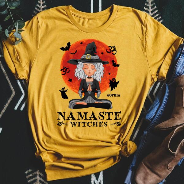 Personalized T Shirt, Namaste witched yoga t shirt, Halloween t shirt, Halloween gift for yoga lovers